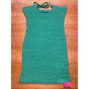 Handmade Green Crochet Halter Dress For Women